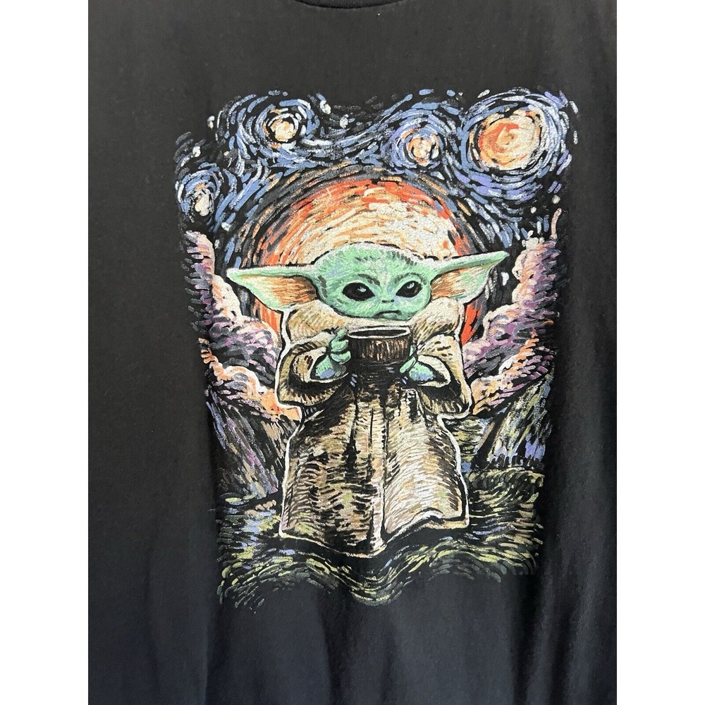 Star Wars Fifth Sun Grogu Baby Yoda Starry Night Parody Graphic T-Shirt Black XL